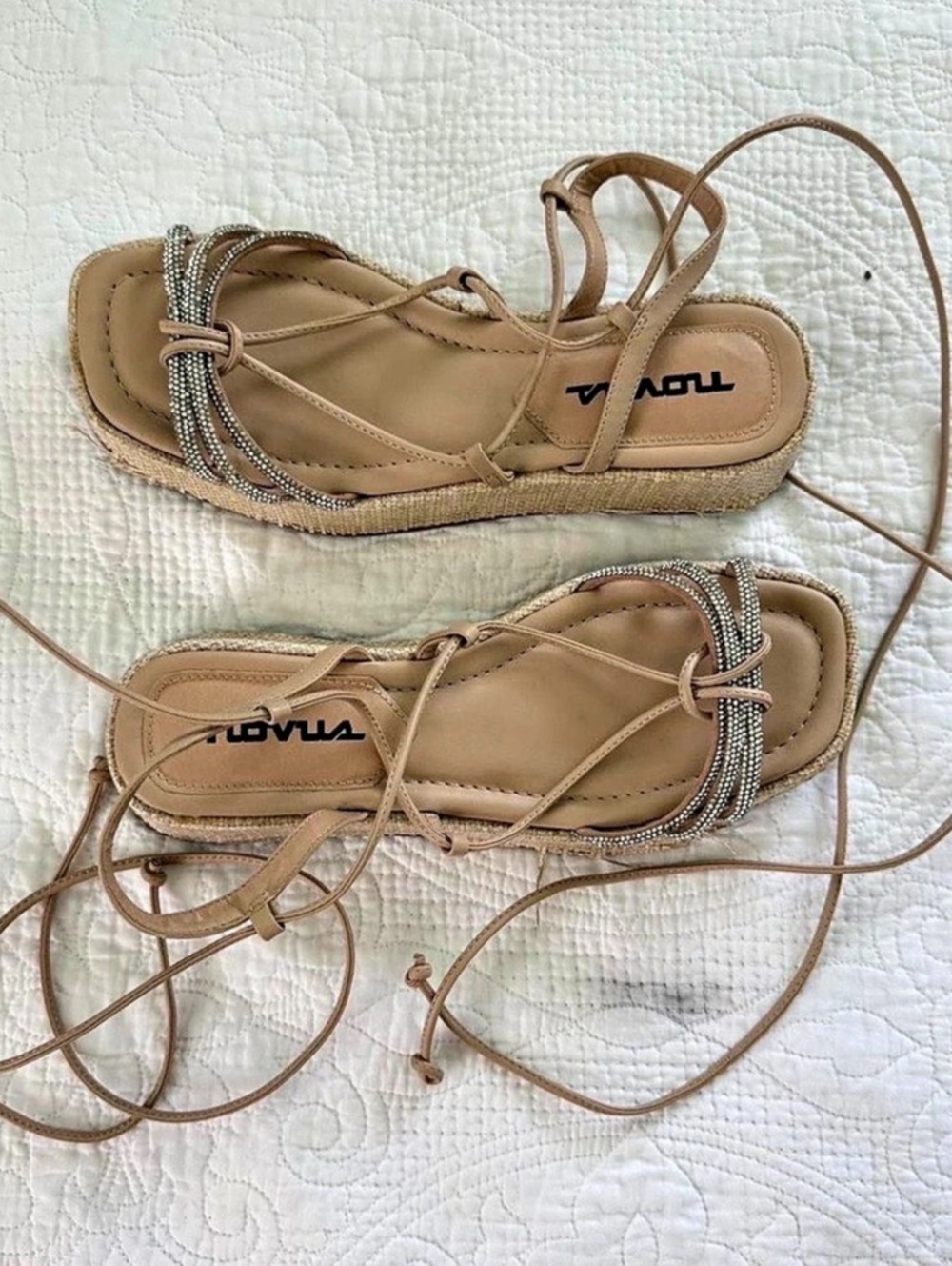 Novus Strappy Rhinestone Platform Sandals Size 8
